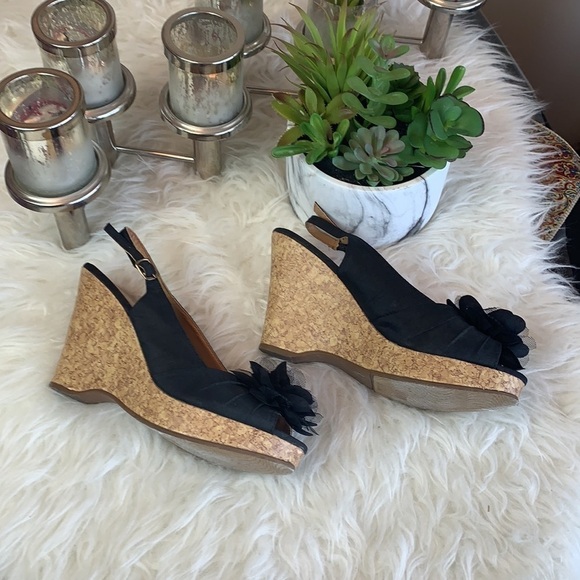 CL Ilena Wedge by Laundry Women’s Black Slingback Open Toe Shoes Size 8.5 US - Picture 3 of 14